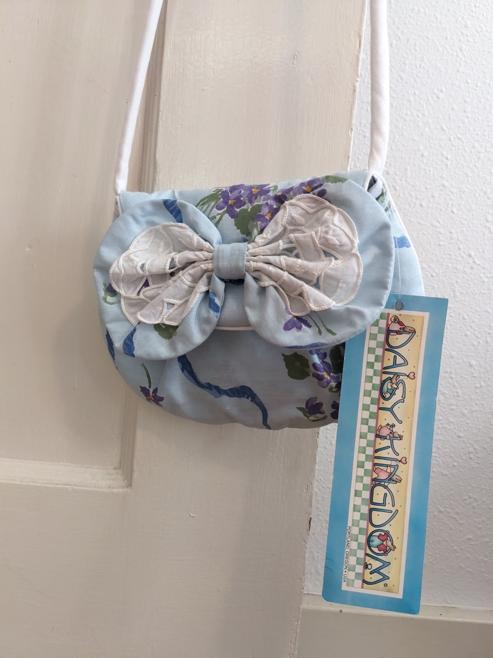 Vintage Daisy Kingdom Purse - Light Blue Floral Bow